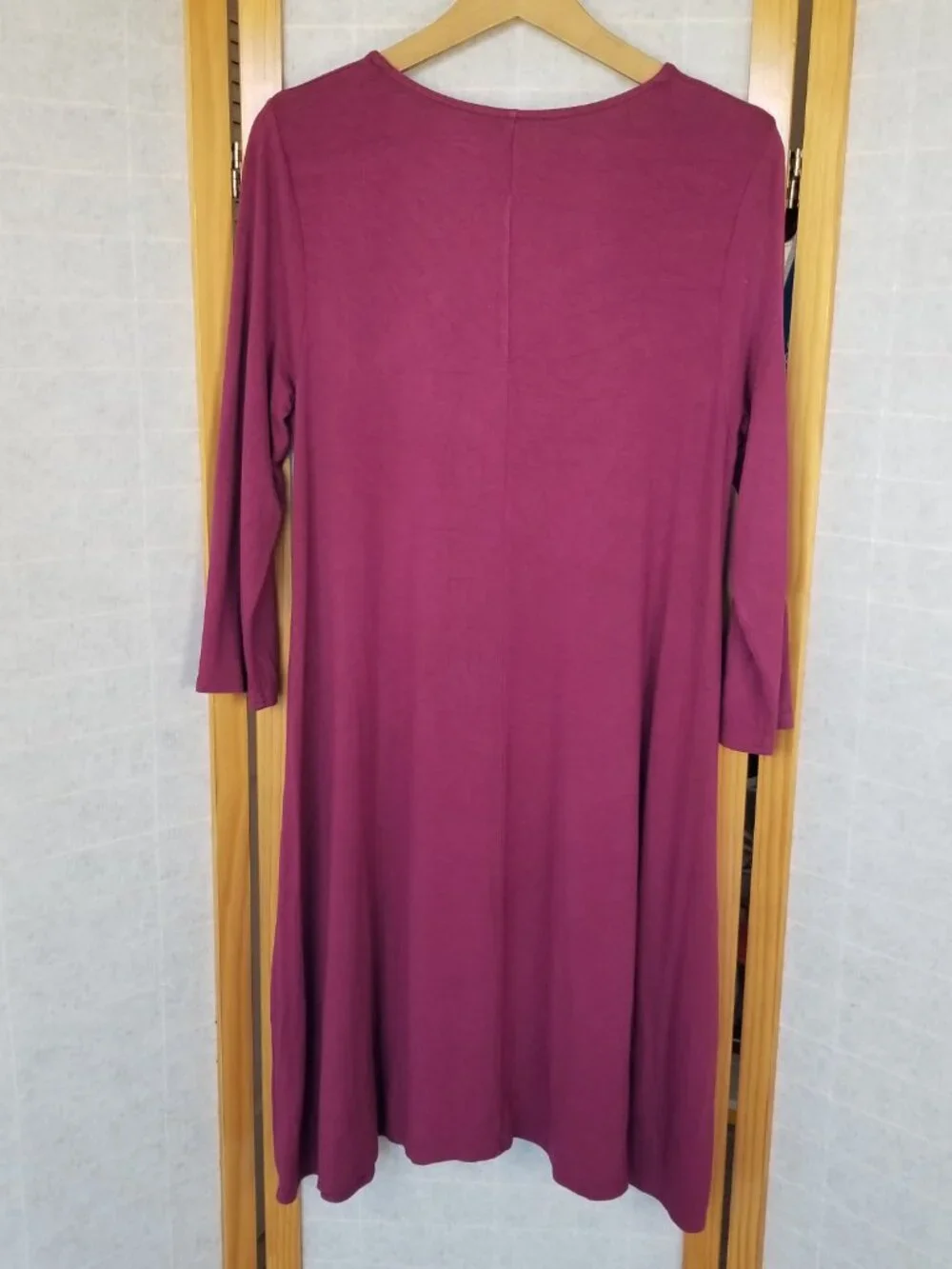 Garnet Hill Knit Midi Dress Merlot Long Sleeves Size Medium